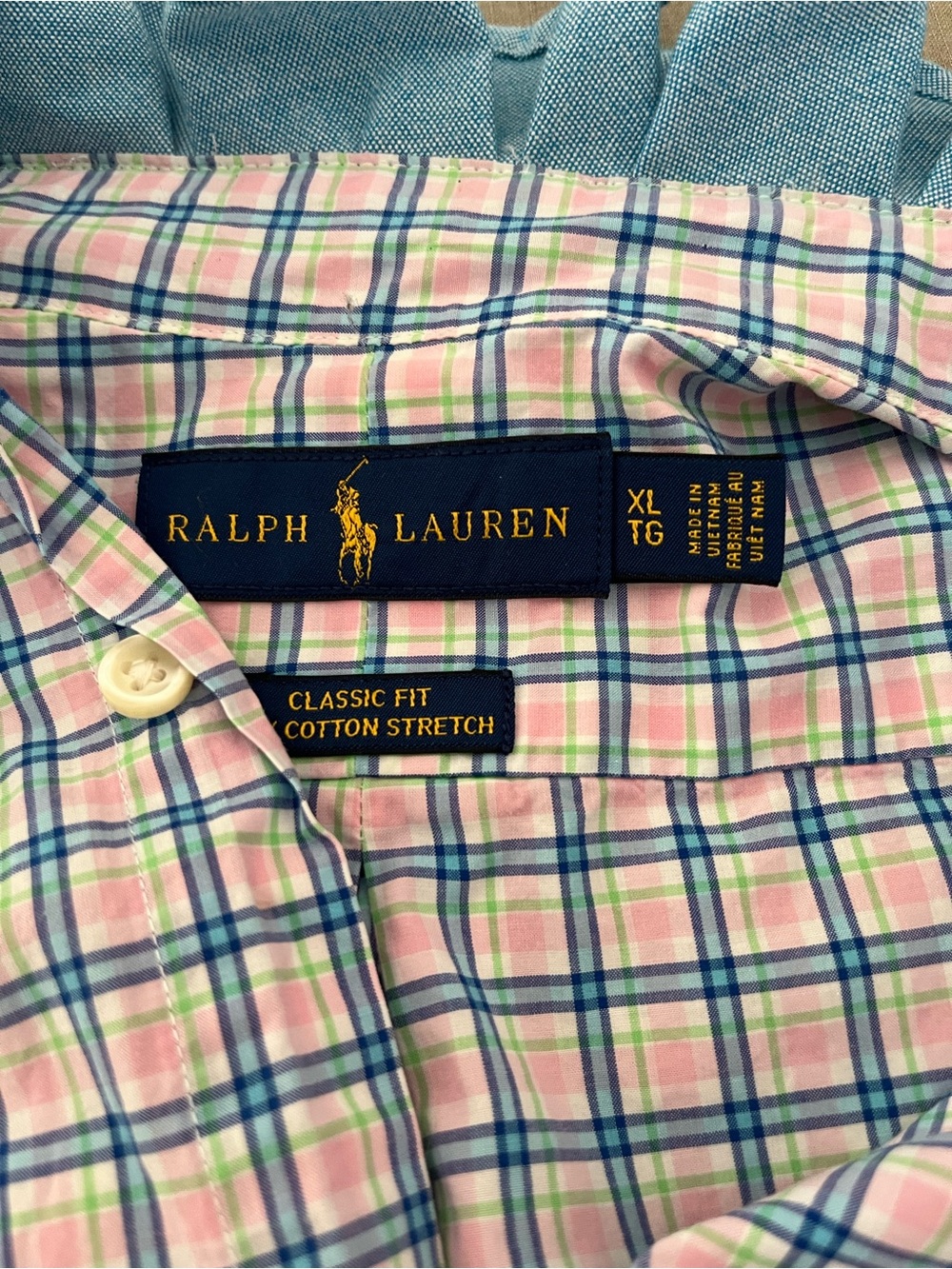Refashioned Ralph Lauren Pink, Blue & Green Plaid Button-Down Ruffle Collar - Picture 7 of 8
